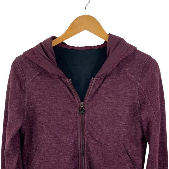 ♻️DONATED 5-1-25♻️ LULULEMON Zip Up Hoodie Size 6 Heathered Burgundy Maroon  A27 - Picture 3 of 14